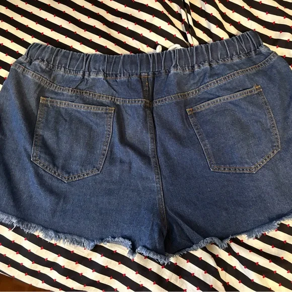 Blue Distressed Denim Women Shorts - Picture 3 of 3